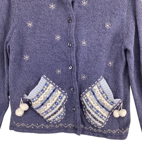 Classic Elements Christmas Holiday Winter Cardigan Sweater‎ Size Large Snowflake - Picture 4 of 10